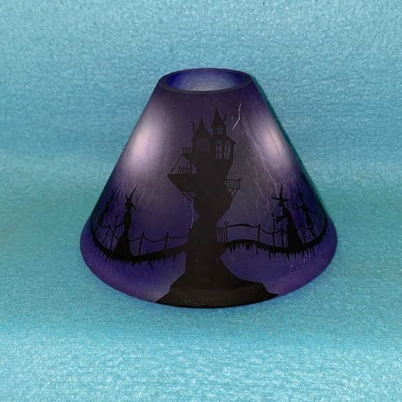 YANKEE Halloween crackle glass candle lamp shade witch haunted house vintage NEW - Picture 1 of 6